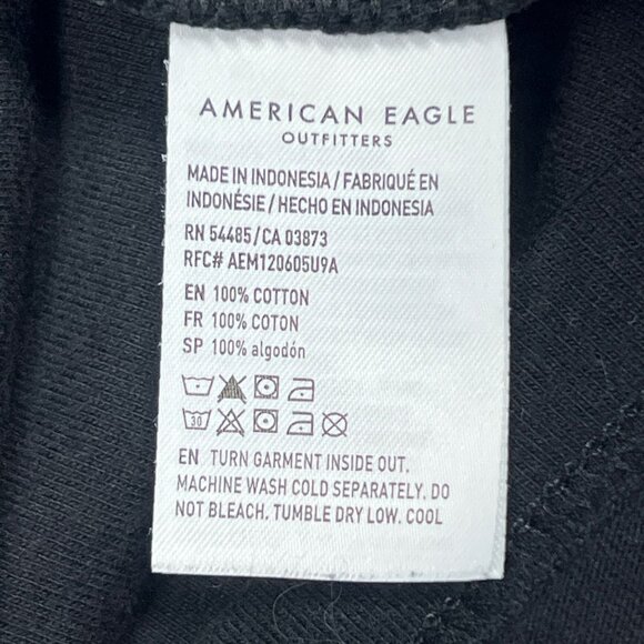 American Eagle Shirt Mens XL Black Standard Fit Spellout Graphic Logo Pullover - Picture 3 of 8